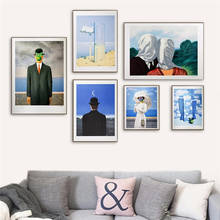 Rene-pintura en lienzo de Magritte para sala de estar, póster de reproducción de ilustraciones clásicas, surrealismo e impresión artística de pared 2024 - compra barato