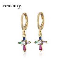 cmoonry Brand 2021 New Fashion Gold Color Cute Cross Earrings For Women Girl Wholesale Female Party Dangle Earring Gift 2024 - buy cheap