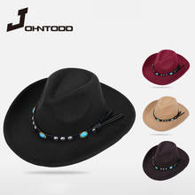 Sombrero de fieltro de lana de ala ancha para hombre y mujer, sombrero de fieltro de lana de Color sólido para hombre, sombrero de Jazz amarillo Panamá de juego, Otoño e Invierno 2024 - compra barato