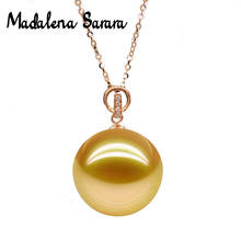 MADALENA SARARA-collar de oro puro de 18K para mujer, cadena con perlas del Mar del Sur, de 8-9mm, AAA, estilo dulce, diamante 2024 - compra barato