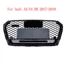 For RS4 Style Front Sport Hex Mesh Honeycomb Hood Grill Gloss Black For Audi A4/S4 B9 2017-2019 For Quattro Style 2024 - buy cheap