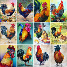 Pintura de diamante 5D DIY, mosaico redondo completo de gallo, gallina, bordado de diamantes de imitación, punto de cruz, decoración del hogar 2024 - compra barato