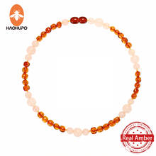 HAOHUPO Top Hot Quality Fashion Nature Stone Baltic Amber Necklace Jewelry Color Necklace Handmade Girls Necklace Baby teething 2024 - buy cheap