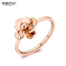 BOBOTUU Original Design Love Roses Engagement Rings Jewelry For Women Rose Gold Titanium Stainless Steel Bridal Ring BR19097 2024 - buy cheap