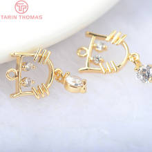 (32)6PCS 20*11MM 24K Gold Color Brass with Zircon Cat Charms Pendants High Quality Diy Jewelry Findings Accessories wholesale 2024 - buy cheap