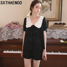 SXTHAENOO Summer Pajamas Set Satin Sleepwear Short Sleeve Shirt&Shorts Female Casual Sleep Set Silky Pyjamas Suit Home Clothes 2024 - buy cheap