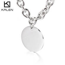 Kalen colar cubano, corrente redonda com pingente gravável para homens, joia de aço inoxidável simples 2024 - compre barato