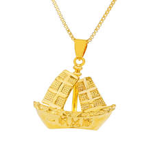Pingente colar dourado estilo barco dubai 24k, 45cm, joia feminina com corrente e suéter, presente para madrinhas e casamentos 2024 - compre barato