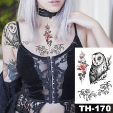 Waterproof Temporary Tattoo Sticker Rose Owl Vine Pattern Water Transfer Under Breast Sternum Shoulder Body Art Fake Tattoo 2024 - buy cheap