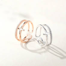 Mloveacc-anéis de prata esterlina 925, estilo simples, brilhante, zircônio, abertura cruzada, camada dupla, joias, moda feminina 2024 - compre barato