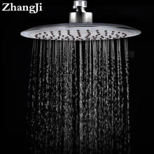 Zhangji banheiro redondo chuveiro de chuva 8 polegadas banho chuva cabeça de chuveiro de aço inoxidável grande painel chrom ducha 2024 - compre barato