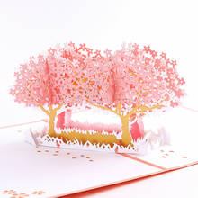 Tarjeta de felicitación emergente 3d, decoración de feliz cumpleaños, regalo de boda, árbol doble flor de Sakura, tarjetas de árbol de glicina 2024 - compra barato
