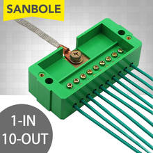 Одно-в-десять-out проводки клеммный блок распределительная коробка FJ6 однополярный бытовой провод пост сплиттер 1-10-out Медь разъем 2024 - купить недорого