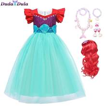 Fantasia de sereia para crianças, vestido de princesa ariel para meninas de 3 a 10 anos 2024 - compre barato