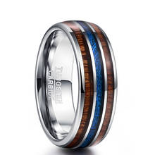 High Polished 8MM Hawaiian Koa Wood Men Ring Full Size Wedding Bands Blue Imitation Vermiculite 100% Tungsten Carbide Ring 2024 - buy cheap