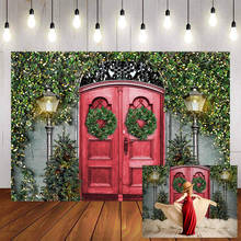 Mehofond Merry Christmas Photography Background Winter Snow Wreath Red Door Gift Decor Backdrop Photophone Photo Studio Props 2024 - buy cheap