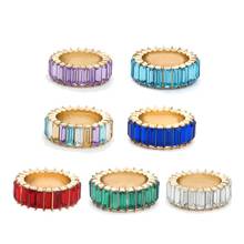 Anillo de circonia cúbica para mujer, sortija de 8 colores con cristales de arcoíris, anillo de banda apilable 2024 - compra barato