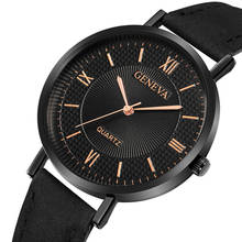 Relógio de pulso masculino de couro, relógio de ponteiro analógico para homens, de marca geneva, com pulseira de couro 2024 - compre barato