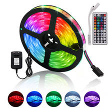 Rgb LED Strip Light 5m 5050 SMD 12V 30LEDs/m Flexible Strip LED Tape Lights + 44Key Remote Controller + EU/US/UK/AU Power Supply 2024 - buy cheap