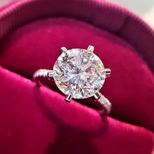 Женские кольца с 6 кристаллами, кольца с белым фианитом класса ААА, элегантные свадебные украшения 2024 - купить недорого