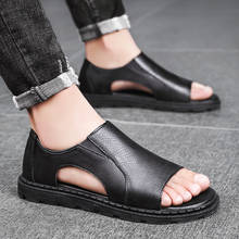 Sandália masculina de marca, sandália rasteira confortável para homens, sapatos casuais para casa, slip-on, praia, verão, chinelos para dirigir 2024 - compre barato