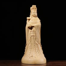 20cm Mazu Sculpture Cypress Wood Craft Solid Wood Buddha Statue Religious Gift Sea Mother God Home Decor 2024 - buy cheap