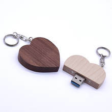 Unidad Flash USB 3,0 de madera modelo Love Heart, Pendrive 3,0, 64GB, 16GB, 32GB, logotipo personalizado, regalos de boda 2024 - compra barato