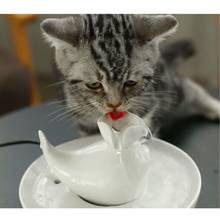 Bebedouro automático para gatos, fonte de cerâmica com tigela de água para animais de estimação, cães e gatos, com dispensador usb elétrico 2024 - compre barato
