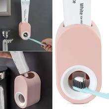 Automático Tubo dispensador de pasta de dientes exprimidores de montado en la pared de cepillo de dientes titular conjunto Set de accesorios de baño 2024 - compra barato