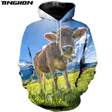 XS-7XL  New Fashion hoodies 3D All Over Printed animal Cow Long sleeve Hoodie Harajuku streetwear sudadera hombre 2024 - buy cheap