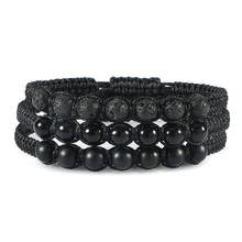 Fashion 6MM Natural Stone Black Lava Beads Men Bracelets Braided Bangles Charm Adjustable Wristband Handmade Homme Jewelry Gift 2024 - buy cheap