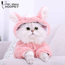 Hoopet roupas para animais de estimação gato 4 pés rosa porco gato fantasia inverno quente com capuz casaco moletom para gatinho gato 2024 - compre barato