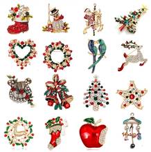 Enamel Snowman Christmas Tree Santa Tree Brooch Pin Christmas Gifts Jingle Bell Boots Brooches Charm Crystal Christmas Gift 2024 - buy cheap