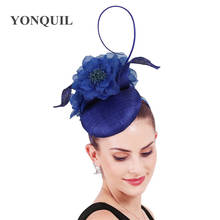 Faixa de chapéu fascinator de casamento sinamay, 4 camadas, elegante, noiva, feminino, festa, coquetel, fedora, bonés 2024 - compre barato