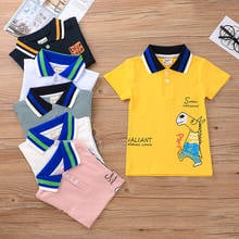 Roupas infantis, camisetas de verão, meninos e meninas, camiseta de algodão com lapela e manga curta de gola fofa de desenho animado, 2-6 anos, 2021 2024 - compre barato