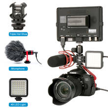 Vlog-microfone de vídeo para câmera canon dslr, com luz led 49, 3 peças, com microfone 112, para câmera dslr e dji osmo mobile 2 e zhiyun, suave, 4 q, gimbal 2024 - compre barato