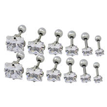 ZEMO 3-5mm Big AAA Cubic Zircon Stud Earrings for Girls Cube Silver Color Rhinestone Earrings Studs Women's Ear Piercing Jewelry 2024 - buy cheap