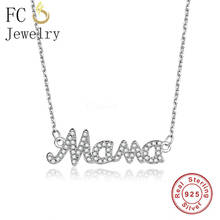 FC Jewelry-collar con colgante de cristal para mujer y niña, de Plata de Ley 925 con letras de Mama, circonita cúbica, regalo para el día de la madre 2024 - compra barato