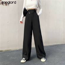 Women Elegant Wide Leg Pants 2021 Spring Summer Elastic High Waist Office Ladies Straight Suits Pants Female Long Trousers New 2024 - buy cheap