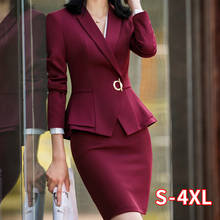 Conjunto de falda y chaqueta con volantes para mujer, traje elegante Formal de oficina, cintura y falda, 2 uds. 2024 - compra barato