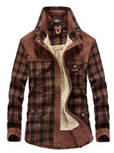 BLKG-camisa militar de algodón puro para hombre, camisa informal de manga larga de terciopelo cálido, con cuello vuelto, talla grande M-4XL 2024 - compra barato