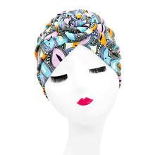 Gorro de hijab con estampado de Donuts para mujer, pañuelo de cabeza de India, turbante bohemio, étnico, interior, tocado musulmán, 2020 2024 - compra barato