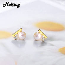 MoBuy 925 Silver Freshwater Pearl Stud Earring For Women Balance Beam Korean Earrings 14K Gold Plated Fine Jewelry MBEI145 2024 - buy cheap