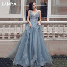 LAMYA Elegant Plus Size Appliques Evening Dresses Sexy V Neck Spaghetti Straps Prom Dress Backless Robe De Soiree 2024 - buy cheap
