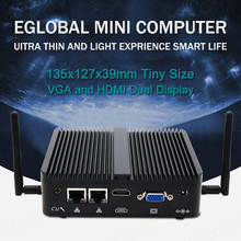 Eglobal Fanless Mini PC Intel Celeron J4105 J4215 N4100 2LAN 2COM Industrial Computer Windows 8/10 HTPC 16GB DDR4 RAM HD VGA 2024 - buy cheap