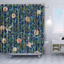 Cortina de banho em tecido decorativo de pente de pássaro e romã feito por william martin 2024 - compre barato