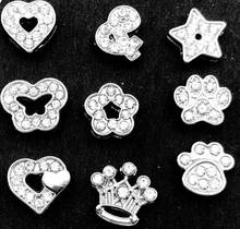 20Pcs/lot Hole 8mm Butterfly Crown Paw Heart Slide Charm Fit For 8MM DIY Leather Wristband Keychains 2024 - buy cheap