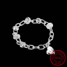 Lekani pulseira feminina de prata, bracelete simples de pêssego com coração 925, joia fina de prata esterlina para mulheres, frete grátis 2024 - compre barato