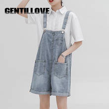 Casual Basic Women Loose Strapless Denim Rompers Jumpsuit 2021 Summer Female Travel Combinaison Short Denim Overall Jeans 2024 - buy cheap