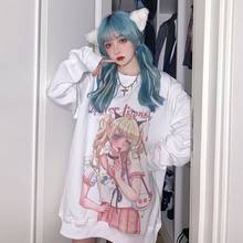 Japanese Anime Sweatshirt Spring Autumn Student Tops Cartoon Anime Beautiful Girl Print Crew Neck Pullover Oversized Sweatshirt 2024 - buy cheap